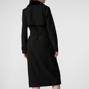 Chaqueta de cuero acolchada larga para mujer personalizada de alta calidad con logotipo impreso con forro de lana, precio hecho en Pakistán - Product Image 4