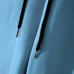 Survêtement décontracté haut de gamme, sweat-shirt à col rond, 100% polyester, tissu tricoté légèrement extensible, respirant, couleur unie, grande taille - Product Image 2