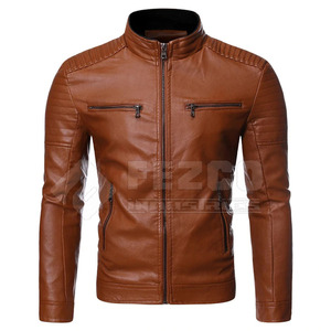 แจ็กเก็ตหนังฤดูหนาวสำหรับผู้ชายวินเทจหนังฤดูหนาวดีไซน์ตามสั่ง - Product Image 1