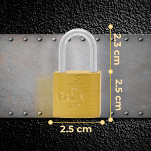 Lucchetto in Ferro con Gancio Lungo 25mm, Cilindro in Acciaio con Chiave e Materiale in Ottone - Product Image 3