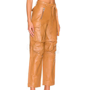Pantalon en cuir pour femme avec poches boutonnées, respirant, taille mi-haute, décontracté, tendance hiver - Product Image 2