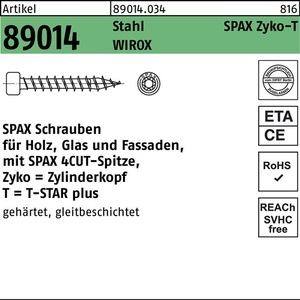 Tornillos ZYLKO SPAX R 89014 T-STAR T30 6x180mm Acero WIROX Paquete de 100 Piezas - Product Image 1