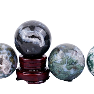 Venta al por Mayor de Artesanías de Cristal Natural, Bola de Cristal Semipreciosa de Ágata Musgosa Verde para Regalo - Product Image 4