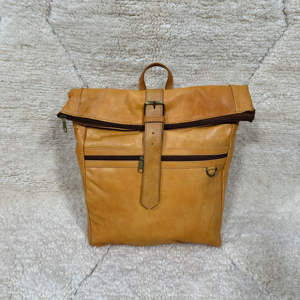 Sac à dos roulé en cuir fait à la main de style bohème marocain sac à dos antivol personnalisé portable avec caractéristiques nationales - Product Image 1