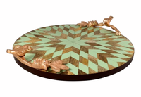 Plateau de service moderne de luxe en bois et aluminium, écologique, sans BPA, personnalisable, pour la maison, l'hôtel, le Ramadan, les mariages, Diwali