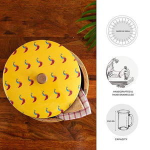 Caja de Madera Resistente para Chapati con Estampado de Pavo Real, Tapa para Cocina, Cazuelas, Vajilla Pintada a Mano - Product Image 5