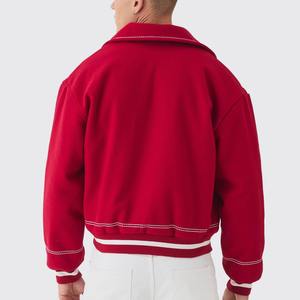 2025มาใหม่เสื้อครอปผ้าฝ้ายขนแกะ100% เสื้อครอปแจ็คเก็ตฮิปฮอปแนวสตรีทเสื้อตัดเย็บแบบชนสีตัดกัน - Product Image 5