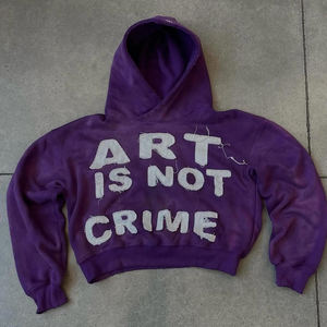 Sweat à Capuche pour Homme Vintage Lavé à l'Acide Personnalisé Broderie Patchwork en Détresse 500 Gsm 100% Coton Épaule Lourde Design Boxy - Product Image 3