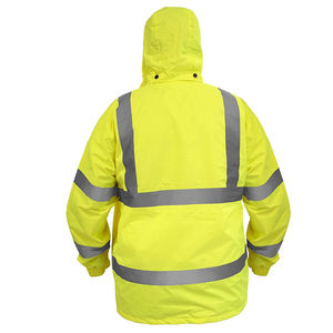 Venta al por mayor chaqueta impermeable de alta visibilidad chaqueta de poliéster/Tela de malla logotipo personalizado cierre de cremallera seguridad 3M chaqueta 2025 - Product Image 3