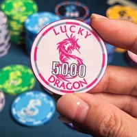 Jetons de poker professionnels imprimés en couleur, motif Dragon Porte-Bonheur personnalisé en céramique 10g, 8 Denominations, pour jeu de casino, directement de l'usine