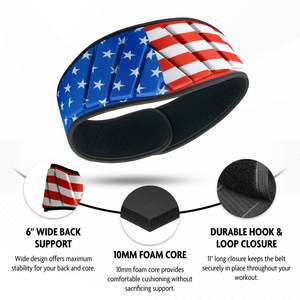 เข็มขัดยกน้ำหนักทำจากนีโอพรีนแผ่นโฟมรองหลังกว้าง6นิ้วเข็มขัดออกกำลังกายเข็มขัดออกกำลังกายดีไซน์ธงอเมริกันสำหรับยิม - Product Image 2