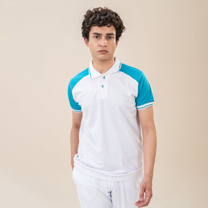 Polo Aura pour hommes et femmes avec logo personnalisé Polo à manches courtes en tricot confortable et en tissu haute performance bleu ciel - Product Image 2
