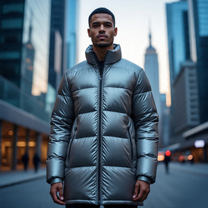 เสื้อโค้ทยาวมีซิปกันลมมีฮู้ดสำหรับผู้ชายเสื้อโค้ทบุขนเป็ดน้ำหนักเบาระบายอากาศ - Product Image 6