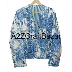 Veste ethnique indienne faite à la main, 100% coton biologique tissé, réversible, courte, florale, respirante, pour femmes, hiver, automne, printemps, été - Product Image 6