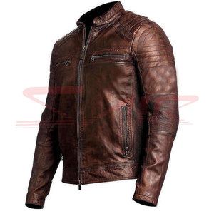 Customized Men's Lightweight Breathable Leather Winter <b>Jacket</b> <b>Plus</b> <b>Size</b> <b>Waterproof</b> Bomber Sheep Design Zipper Knitted Cotton - Product Image 1