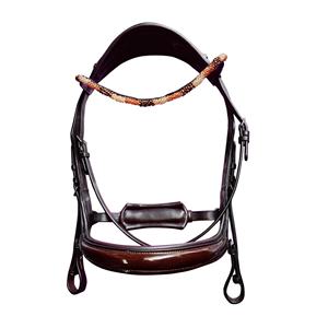 Bride en cuir Bride de cheval en cuir fantaisie de qualité supérieure Boucles et décoration en or rose - Product Image 4