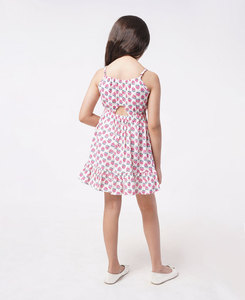 Vestido Práctico y Bonito para Chicas, con Estampado Floral, Tirantes Finos, Corte en A, Mini, Sin Mangas, de Algodón y Chifón, con Volantes, Estilo Veraniego - Product Image 2