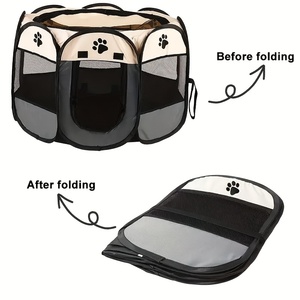 กรงสัตว์เลี้ยงแปดเหลี่ยมพับได้ผ้าอ๊อกซ์ฟอร์ดสไตล์โมเดิร์นกรงสุนัขสุนัขสัตว์เลี้ยงดีไซน์รูปสัตว์สำหรับรถบ้านถาดพลาสติกระบายอากาศได้ - Product Image 4
