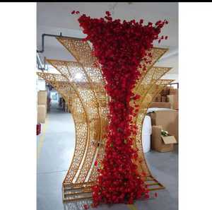 Fondo DE BODA dorado, soporte cuadrado de Metal, decoración de fondo de hierro, arco chapado en oro, adorno de boda al aire libre, accesorio - Product Image 4