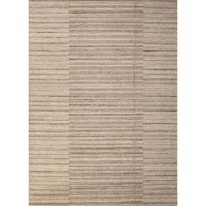 พรมขนสัตว์ทอมือสีเบจและสีน้ำตาลลายทางคลาสสิกทรงสี่เหลี่ยมผืนผ้าสำหรับห้องนั่งเล่นหรือห้องนอนสำหรับวัยรุ่น-Hwl-340 - Product Image 1