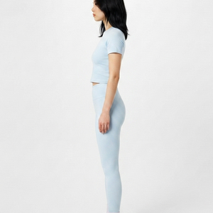 Leggings de sport OEM bleu clair taille haute extensibles dans quatre directions pour le yoga, la course et l'entraînement – Pantalons de sport pour femmes - Product Image 6