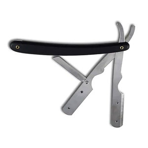 Rasoir noir pliant de salon professionnel en acier inoxydable professionnel rasoir de barbier à bord droit Ustra pour hommes - Product Image 1