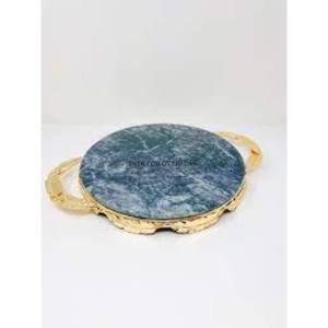 Bandeja con forma rectangular hecha de mármol blanco de la mejor calidad de diseñador de arte rústico vintage con bordes dorados a un precio impresionante - Product Image 6