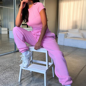 Conjunto Deportivo de Verano para Mujer, Personalizado con Logotipo de Fábrica, 2 Piezas: Camiseta Corta de Manga Corta y Pantalones - Product Image 5