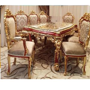 Juego de Comedor de 8 Plazas Tallado a Mano de Estilo Europeo, Juego de Mesa de Comedor Tallado a Mano de Aspecto Antiguo, Juego de Comedor Tallado a Mano de Estilo Real, EE. UU. - Product Image 1