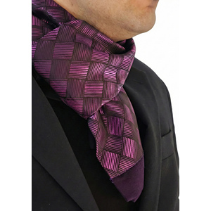 Élégant ensemble écharpe, bonnet et gants pour homme, double face, violet, jacquard à carreaux et rayures - Product Image 1