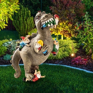 Dinosaure Manger Gnomes Statue De Jardin En Plein Air Art Sculpture pour Patio Noël Vacances Halloween Accent Objet Décoratif Artisanat - Product Image 4