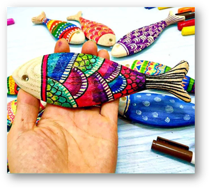 Tentures de poisson en bois d'usine vietnamienne, produits en bois faits à la main, poisson en bois sculpté à la main - Product Image 5