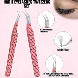 Profesional 2 uds Acero inoxidable antiestático precisión fibra punta agarre pestañas pinzas maquillaje pestañas herramientas Kit para pestañas - Product Image 4