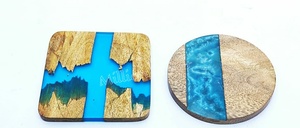 Sous-verre en bois classique fait à la main de la meilleure qualité avec résine époxy bois d'acacia pour l'artisanat de cuisine Inde - Product Image 2