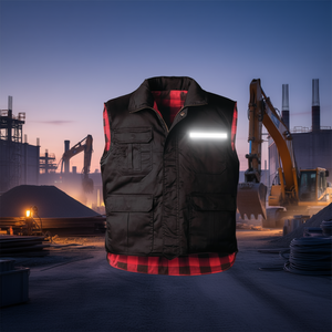Gilet de sécurité routier noir Handeloh avec autocollants et lumières réfléchissants promotionnels par CRAFTLAND - Product Image 3