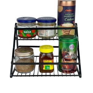 Lot de 2 étagères flottantes murales en métal pour épices, organisateur de rangement noir pour porte d'armoire, garde-manger, cuisine, salle de bain - Product Image 5