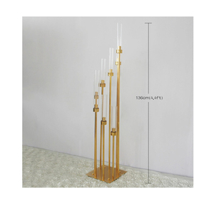 Decoración de boda de lujo chapado en oro 8 6 brazos candelabros con tubos de acrílico disponibles en gran oferta - Product Image 3