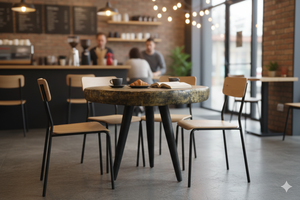 Taburete Redondo y Mesa Auxiliar Modernos de Madera Maciza Natural para Uso en Restaurantes, Hoteles, Comedores y Salas de Estar - Product Image 5