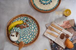 ถาดหวายทำมือสไตล์โบโฮ ประดับมุกทรงสี่เหลี่ยมผืนผ้า ถาดหวายสานตกแต่งโต๊ะ ถาดเสิร์ฟ ผลิตโดย KingCraftViet - Product Image 4