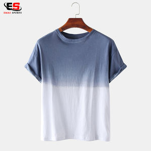 Camiseta Casual de Cuello Redondo para Hombre, Manga Corta, Color Degradado, Teñido Liso, 100% Algodón, Transpirable y Ecológica - Product Image 5