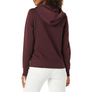 Sudadera con capucha de lana de manga larga de gran tamaño para mujer de Color rojo oscuro marrón MOQ bajo sudaderas con capucha de camuflaje estampado patrón de invierno a granel - Product Image 5