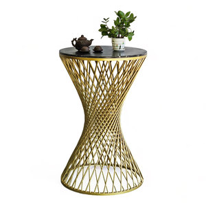 Table de bar ronde contemporaine avec plateau en pierre, diamètre 70 cm, pieds en fer, pour café, bar à domicile, événements, usage domestique - Product Image 1