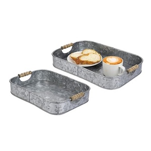 ถาดเสิร์ฟโลหะชุบสังกะสีสไตล์วินเทจสนิมสำหรับบ้านร้านอาหารงานแต่งงานบาร์งานปาร์ตี้ - Product Image 1