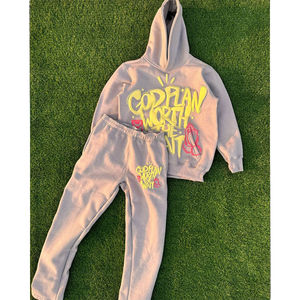 Personalizado 2 piezas Unisex 3D para pulóver chándal conjunto transpirable 100% algodón Joggers pantalones de chándal acampanados Sudadera con capucha otoño - Product Image 2