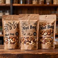 Sachet d'emballage stand-up personnalisé avec logo imprimé, écologique, pour noix et snacks, avec fermeture éclair et fenêtre – Vente en gros usine
