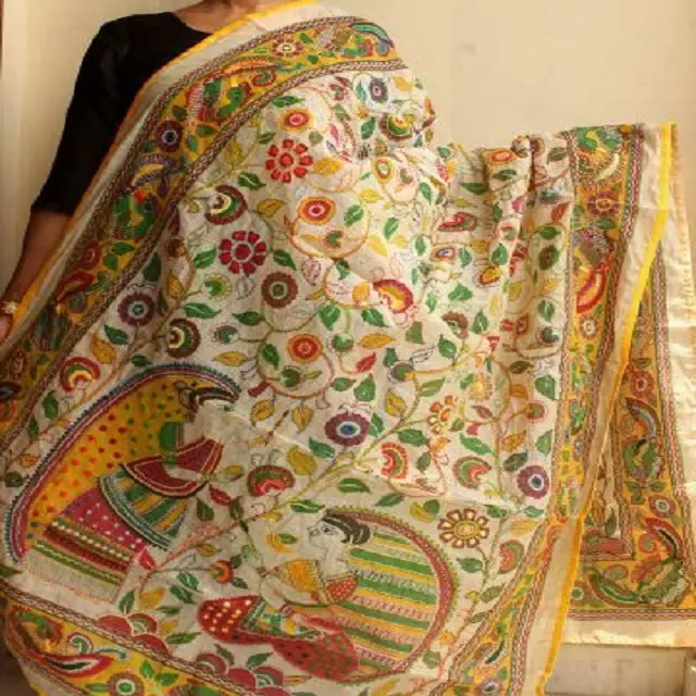 Dupatta de trabajo para todas las prendas, Organza verde menta étnico, diseño Simple Vintage indio, hilo multicolor bordado