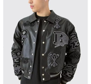 Chaqueta Bomber de piel sintética con cuello levantado personalizada con cremallera High Street para hombres y mujeres, Material de lona para motociclistas y motocicletas - Product Image 4