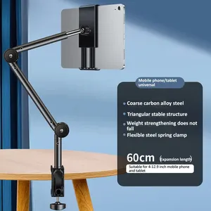Pemegang Tablet meja tempat tidur, 360 derajat multi-sudut dapat disesuaikan lengan panjang fleksibel dudukan penjepit layar Laptop ponsel pintar pembaca berdiri