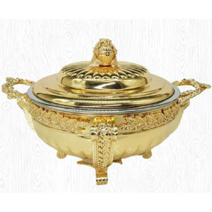 หม้อปรุงอาหารโลหะสีทองอุ่นอาหารบุฟเฟต์ - Product Image 1