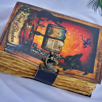 Livre des Ombres en Cuir Imprimé Style Vintage Grimoire pour Sortilèges et Rituels Journal de Sorcellerie Artisanal à Couverture Rigide Horreur